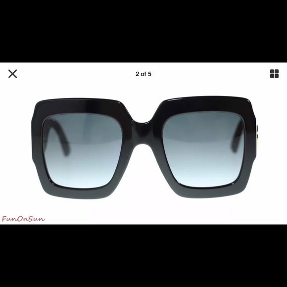 Gucci GG0102 Black Womens Oversized Sunglasses - Picture 2 of 5